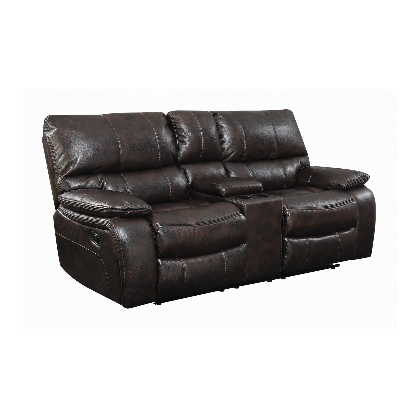 Willemse Motion Loveseat with Console Dark Brown