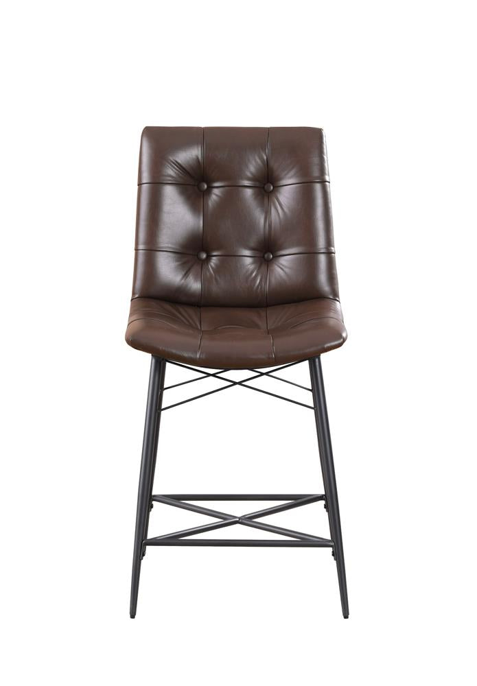 Aiken Upholstered Tufted Counter Height Stools Brown (Set of 2)
