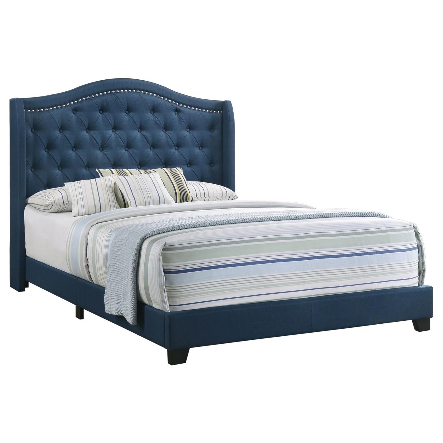 Sonoma Eastern King Camel Headboard with Nailhead Trim Bed Blue
