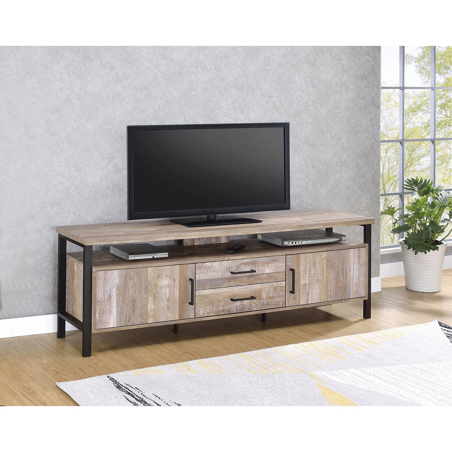 71" 2-drawer TV Console Weathered Oak