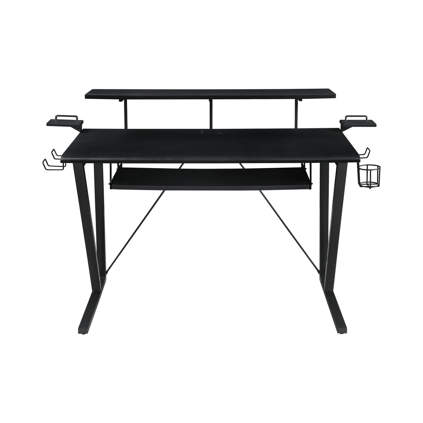 Tech Spec Gaming Desk with Cup Holder Gunmetal