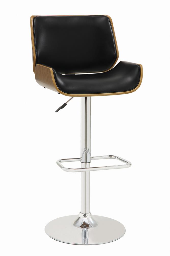 Folsom Upholstered Adjustable Bar Stool Black and Chrome