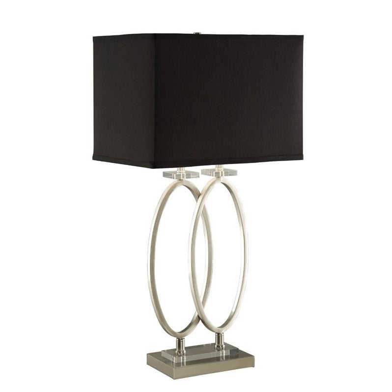 Rectangular Shade Table Lamp Black and Brushed Nickel