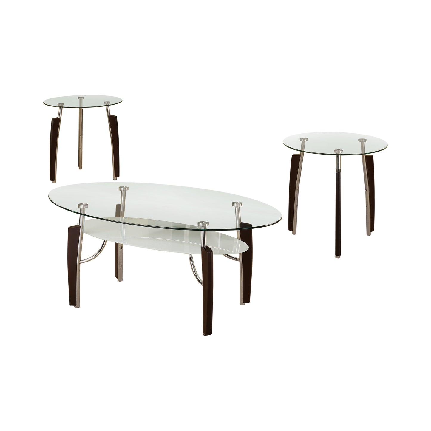 3-piece Occasional Table Set Cappuccino and Chrome