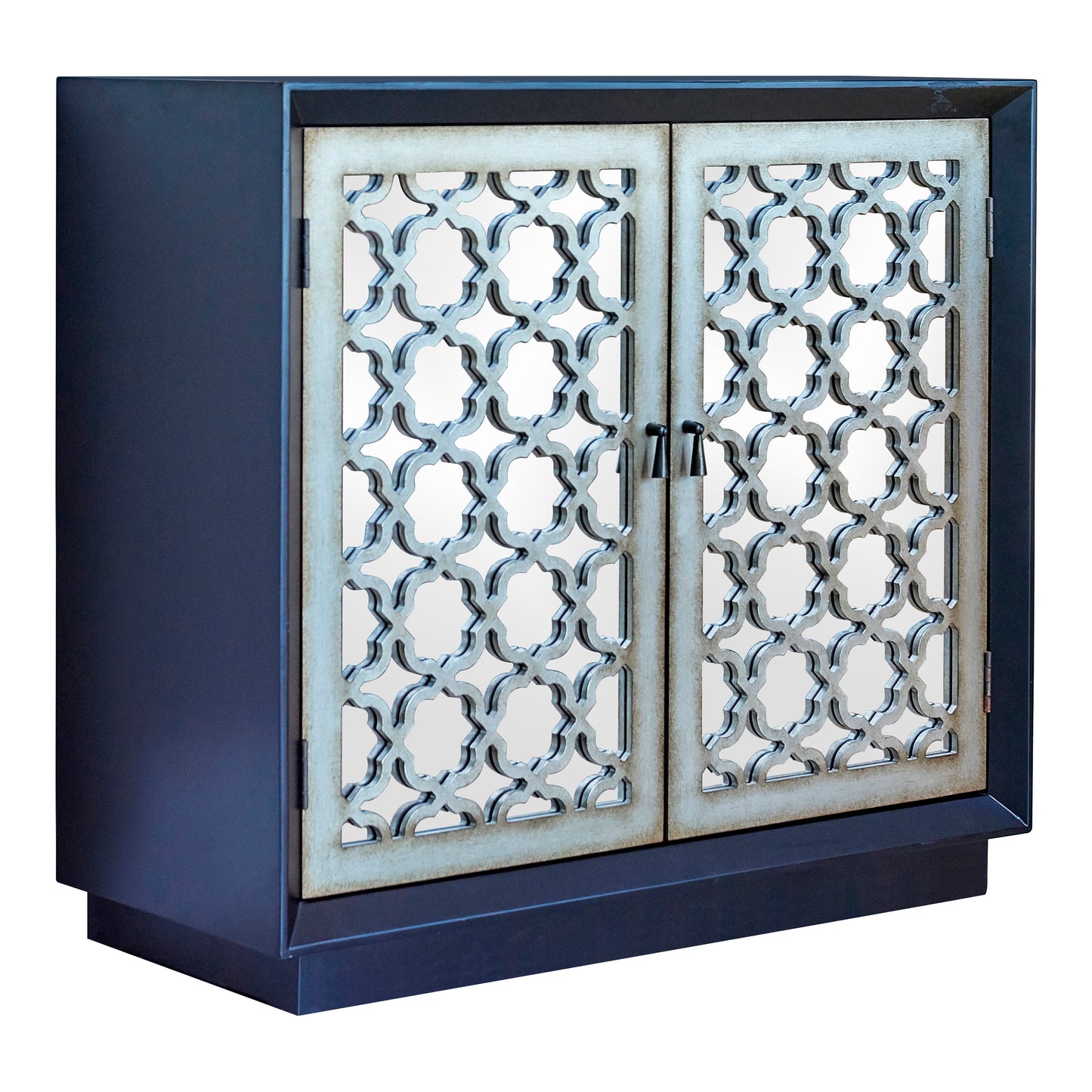 2-door Accent Cabinet with Lattice Pattern Black