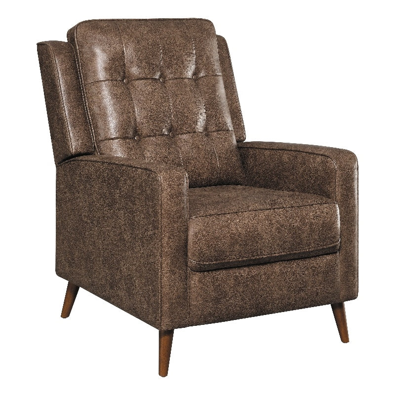 Upholstered Tufted Push Back Recliner Brown