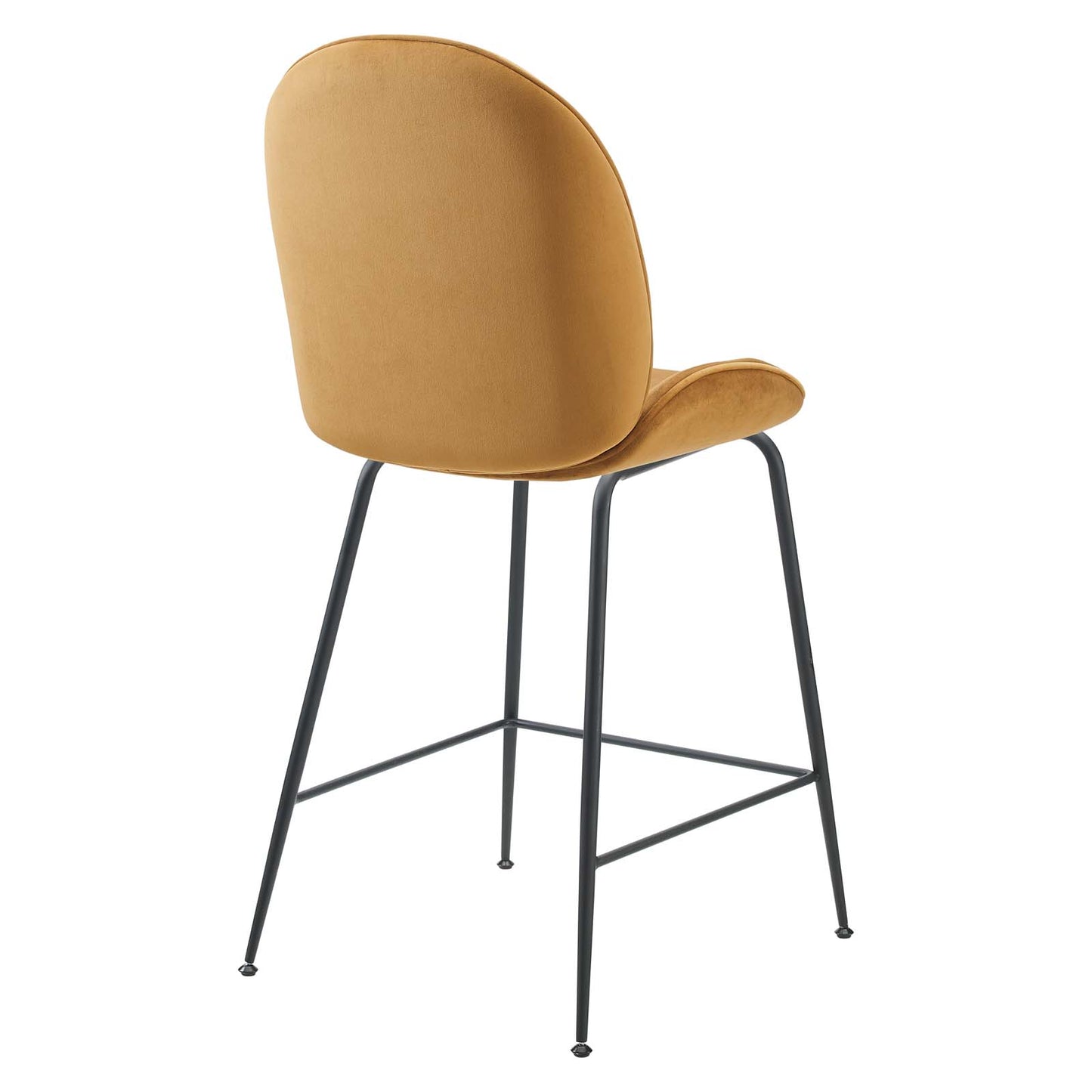 Scoop Black Powder Coated Steel Leg Performance Velvet Counter Stool