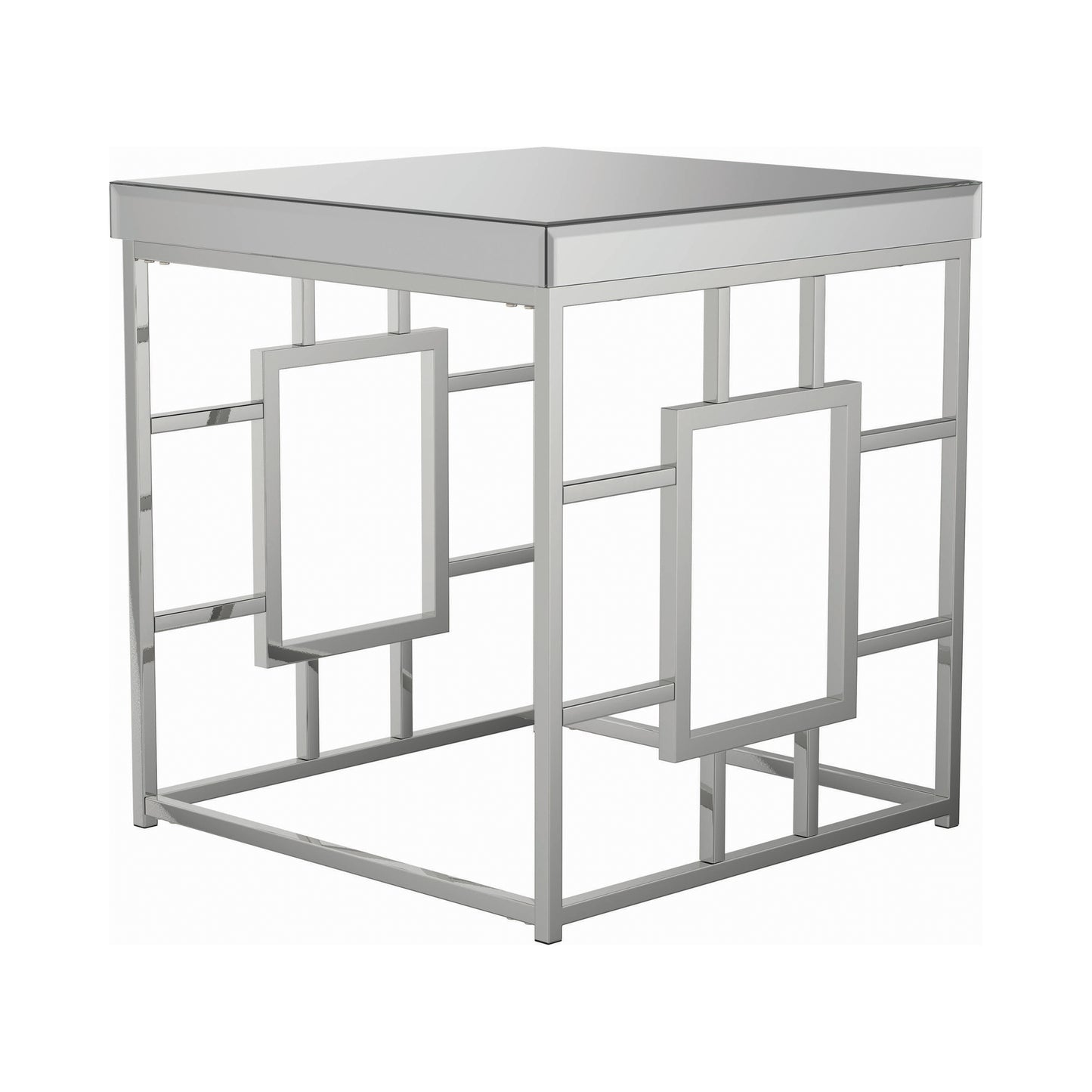 Geometric Frame Square End Table Chrome