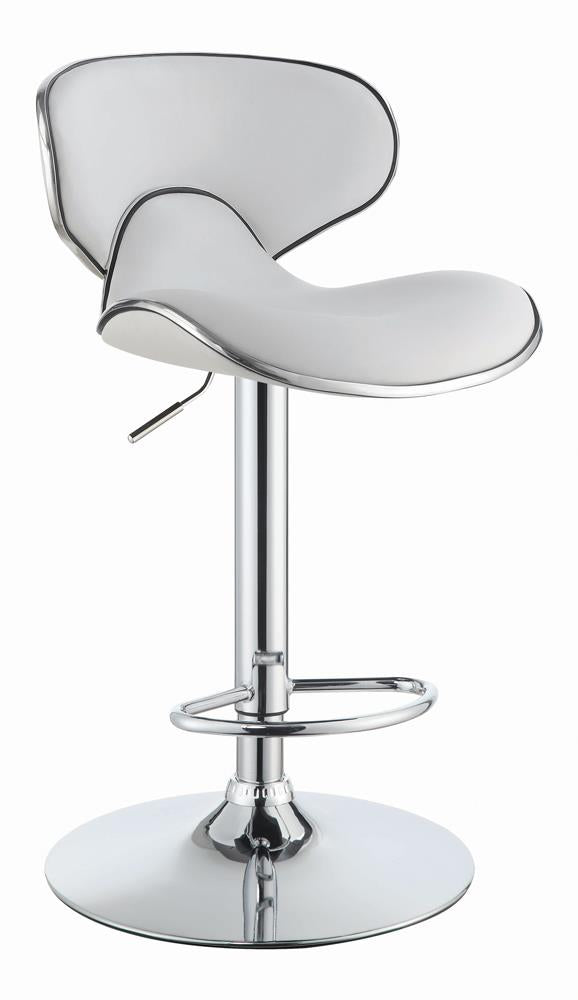 Edenton Upholstered Adjustable Height Bar Stools White and Chrome (Set of 2)