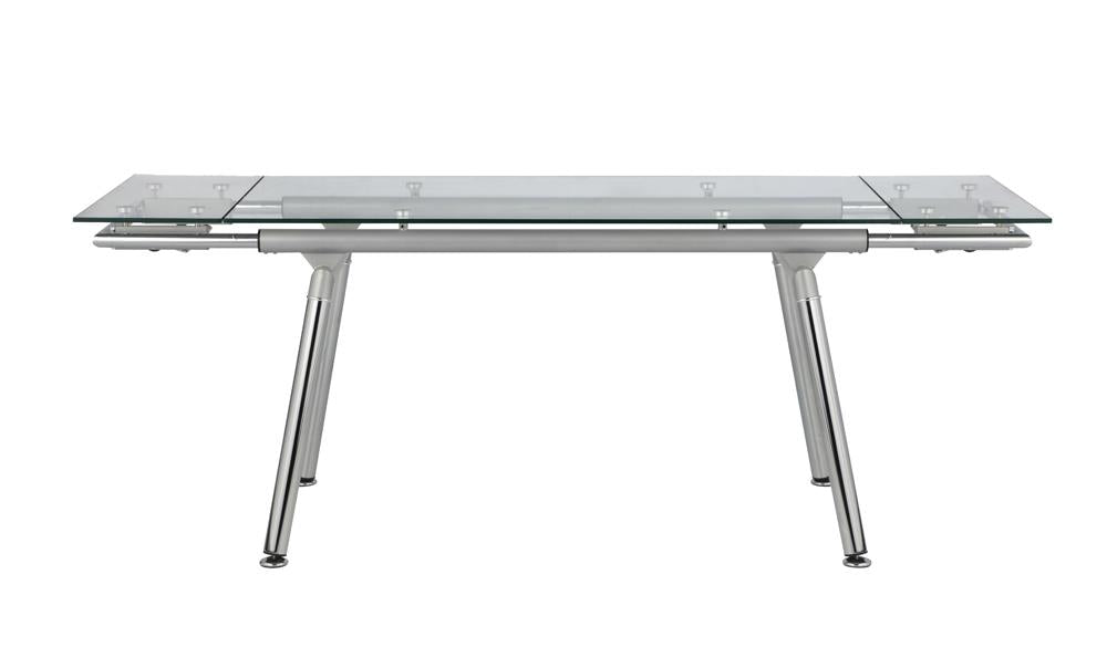 Sonnett Expandable Glass Top Dining Table Chrome and Clear
