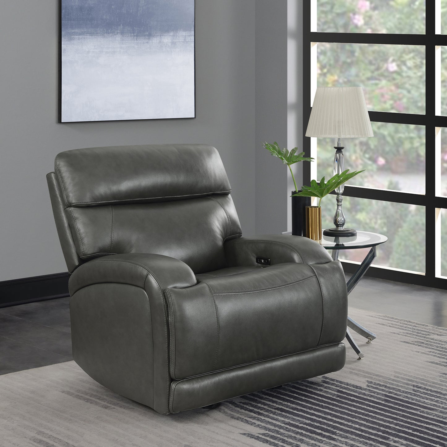 Longport Upholstered Power Glider Recliner Charcoal