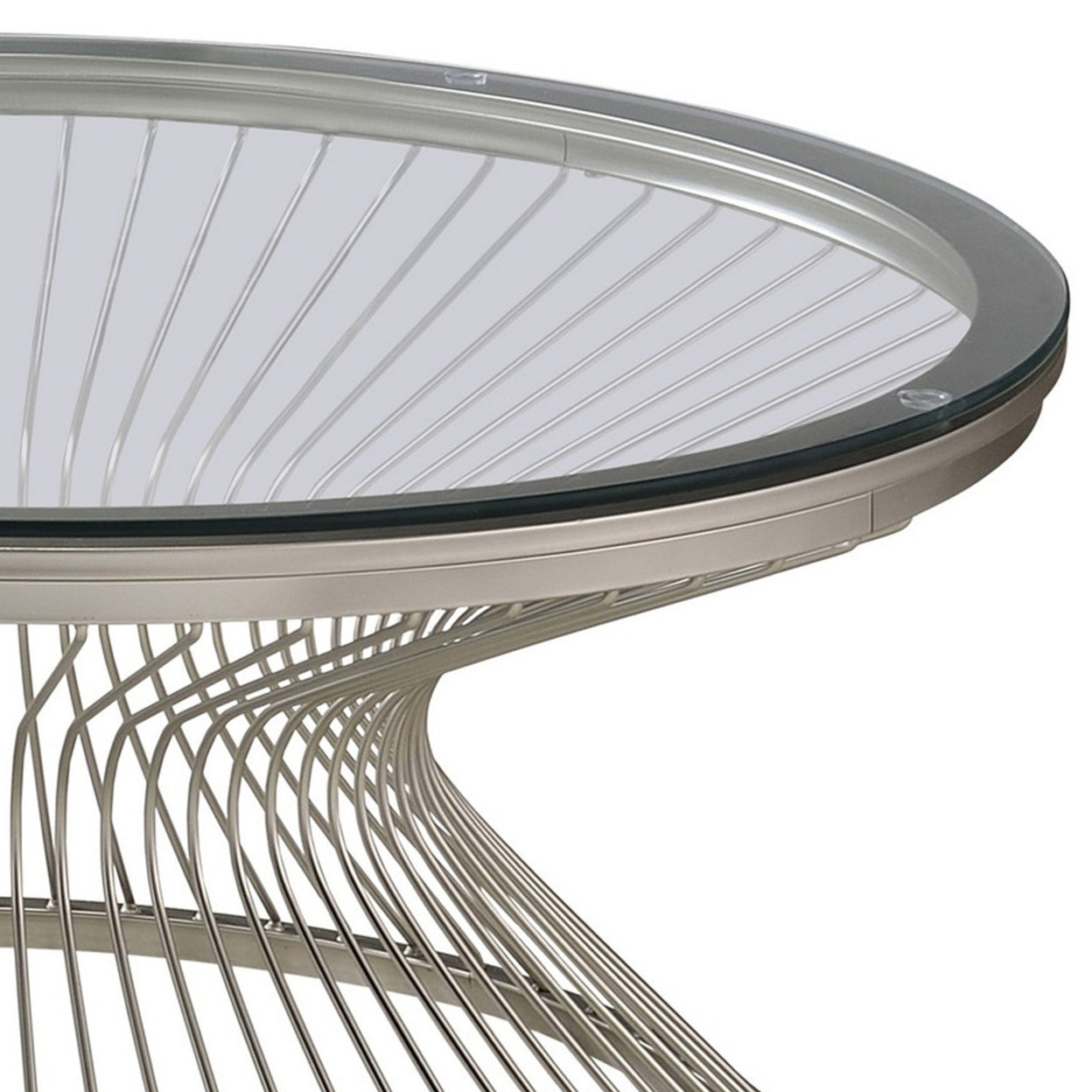 Round Glass Top Coffee Table Satin Grey