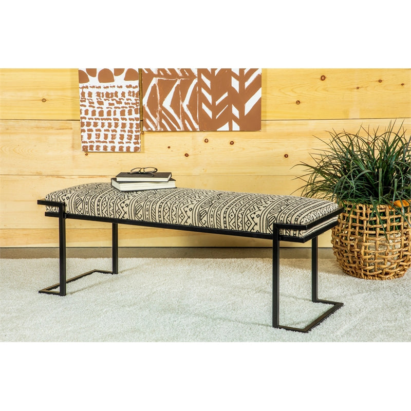 Upholstered Accent Bench Black and White