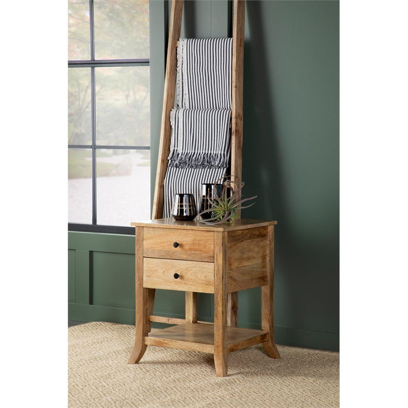 2-drawer Accent Table with Open Shelf Natural Mango