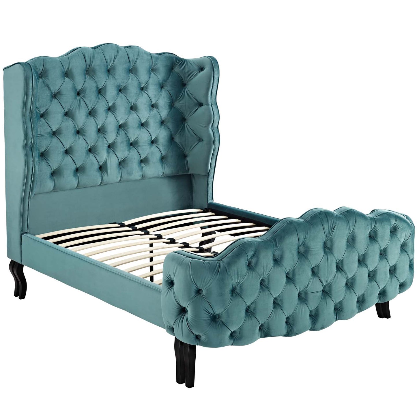 Violette Queen Tufted Wingback Performance Velvet Platform Bed