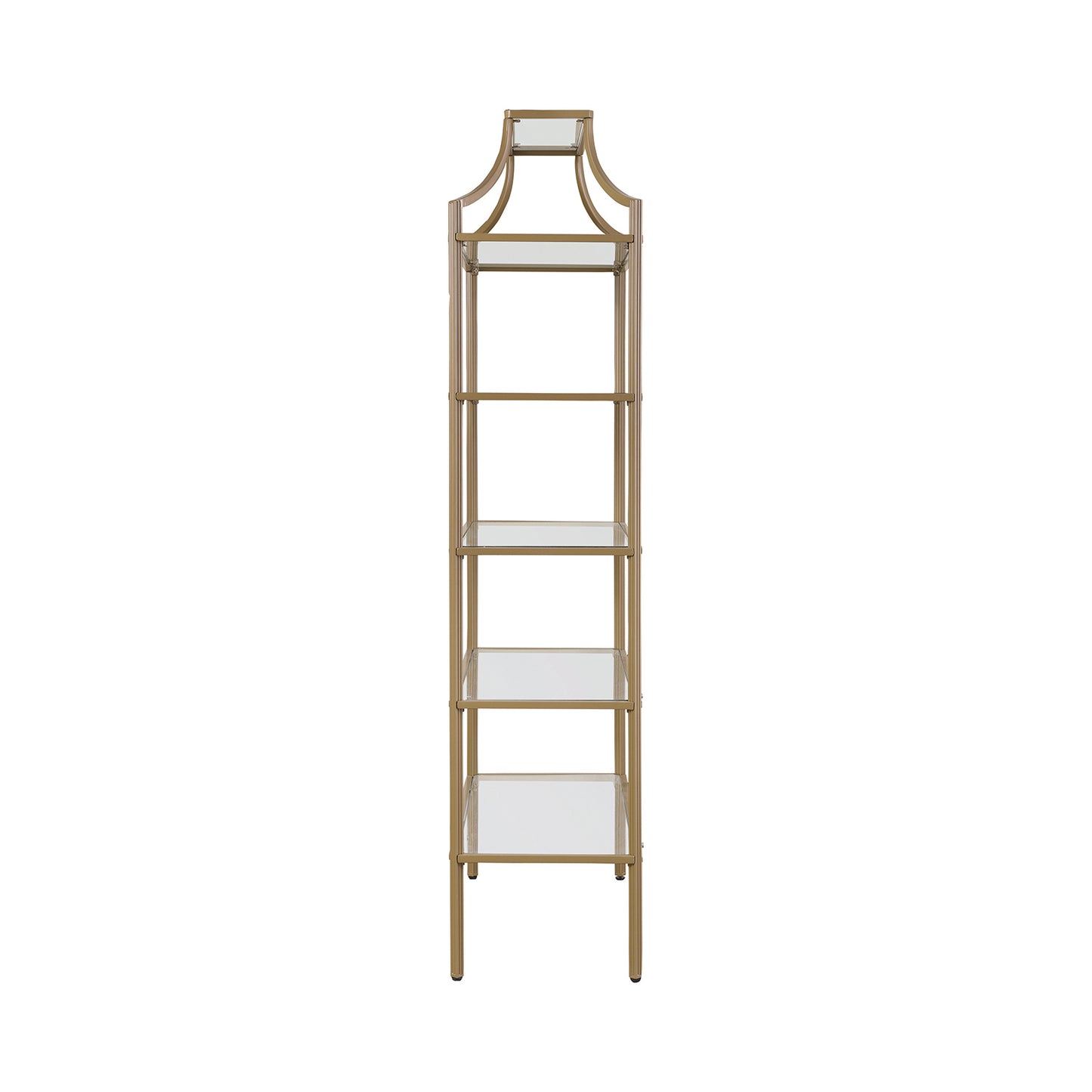 5-tier Tempered Glass Shelves Bookcase Matte Gold