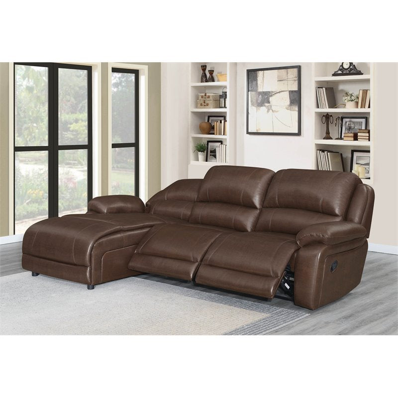 Mackenzie 3-piece Upholstered Tufted Motion Sectional Chestnut