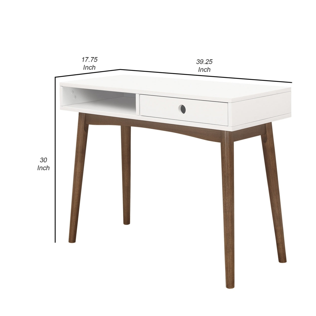 Bradenton 1-drawer Writing Desk White and Walnut