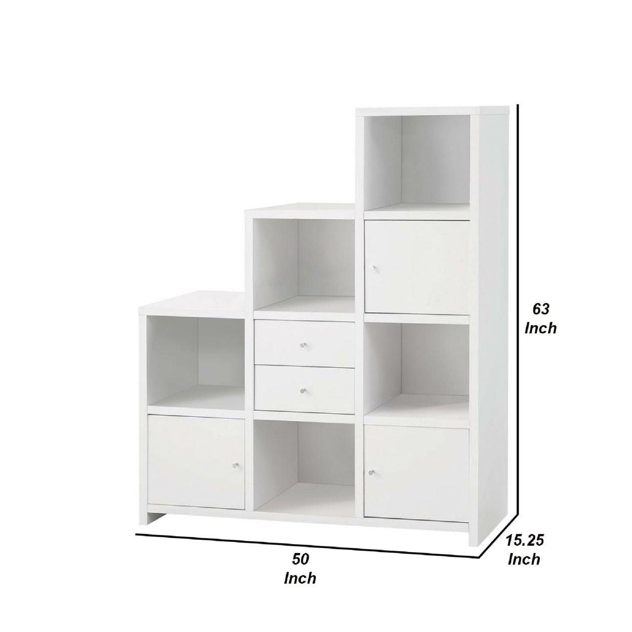 Spencer Bookcase with Cube Storage Compartments White