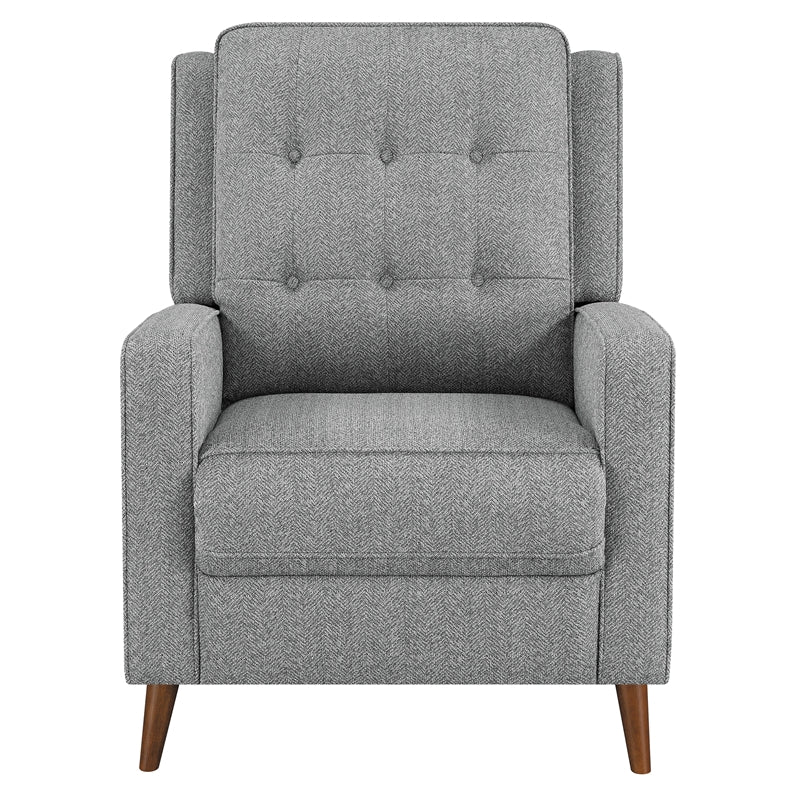 Upholstered Tufted Push Back Recliner Grey