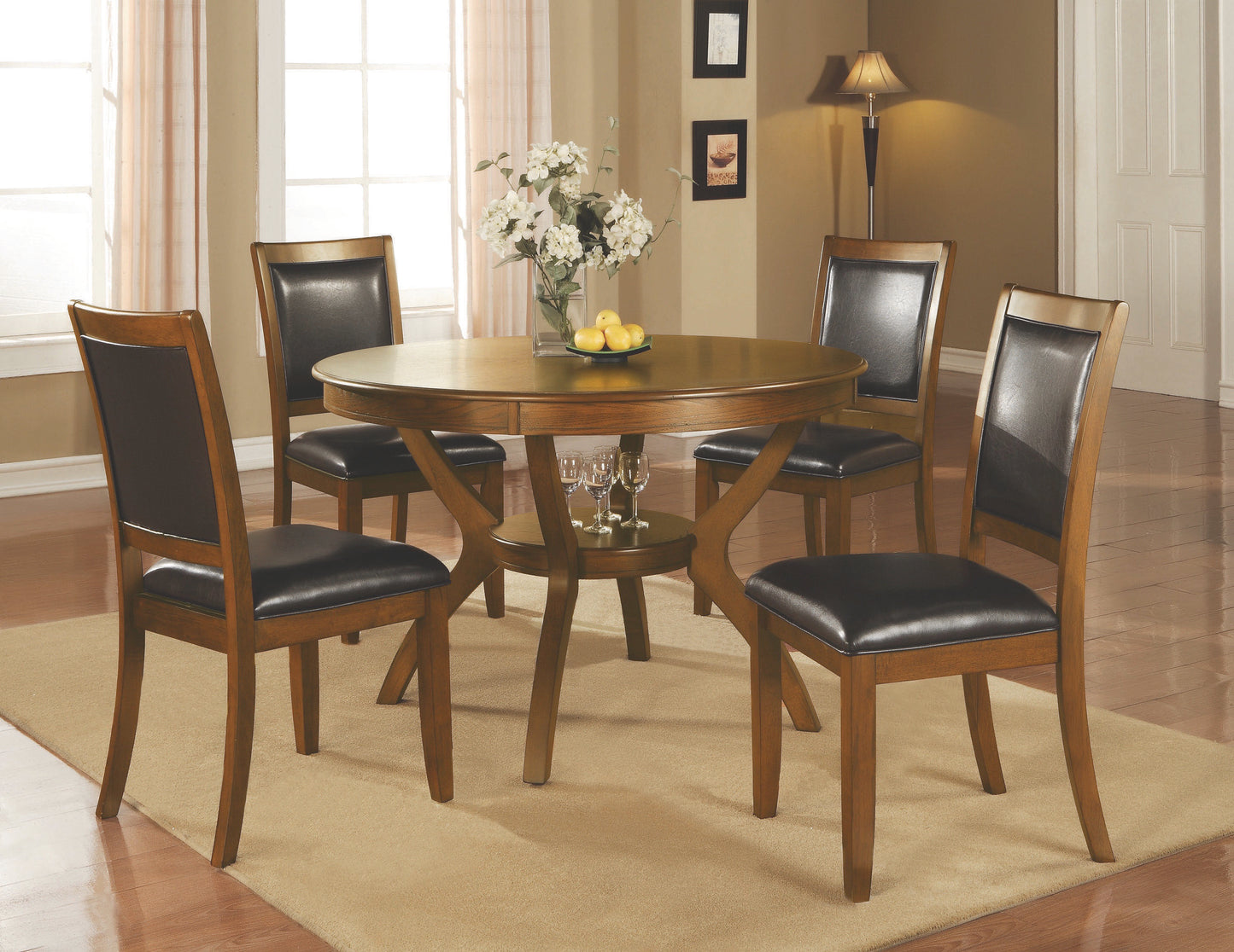 Nelms 5-piece Round Dining Room Set Brown