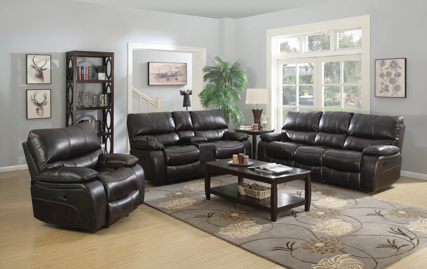 Willemse Motion Loveseat with Console Dark Brown