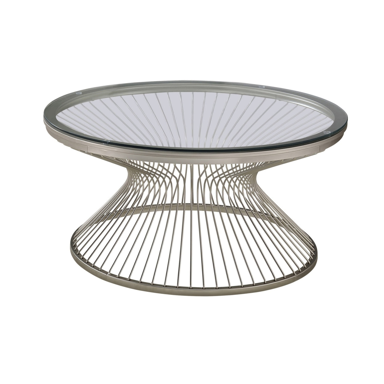 Round Glass Top Coffee Table Satin Grey