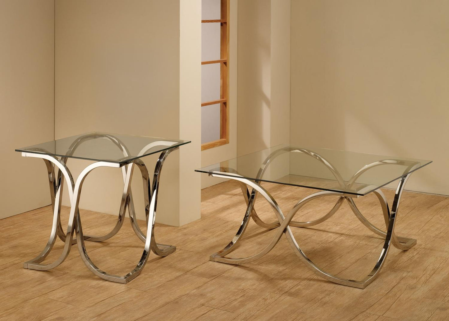 Curved X-shaped Coffee Table Nickel and Clear