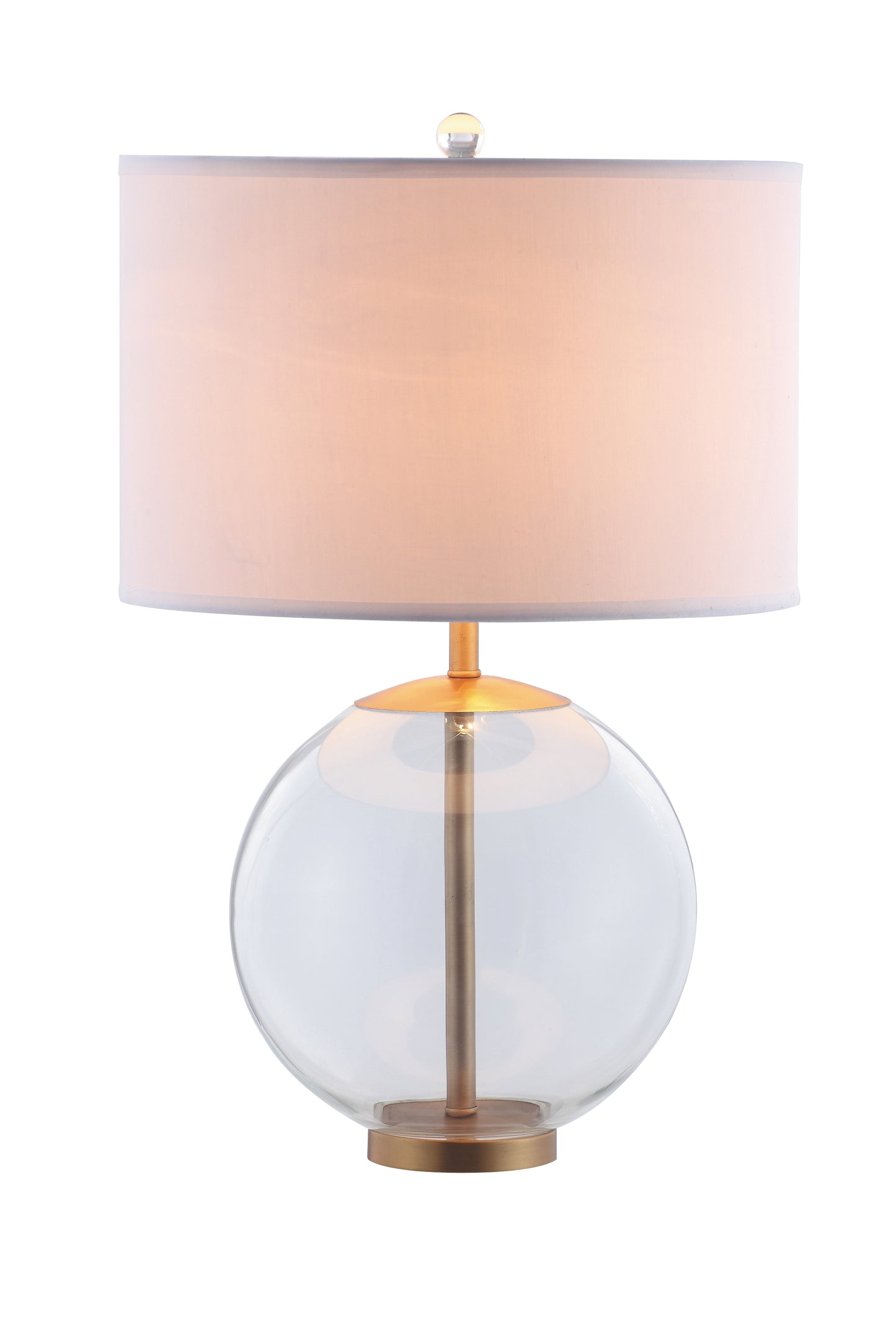 Drum Shade Table Lamp with Glass Base White
