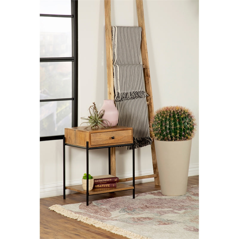 1-drawer Accent Table with Open Shelf Natural Mango and Black