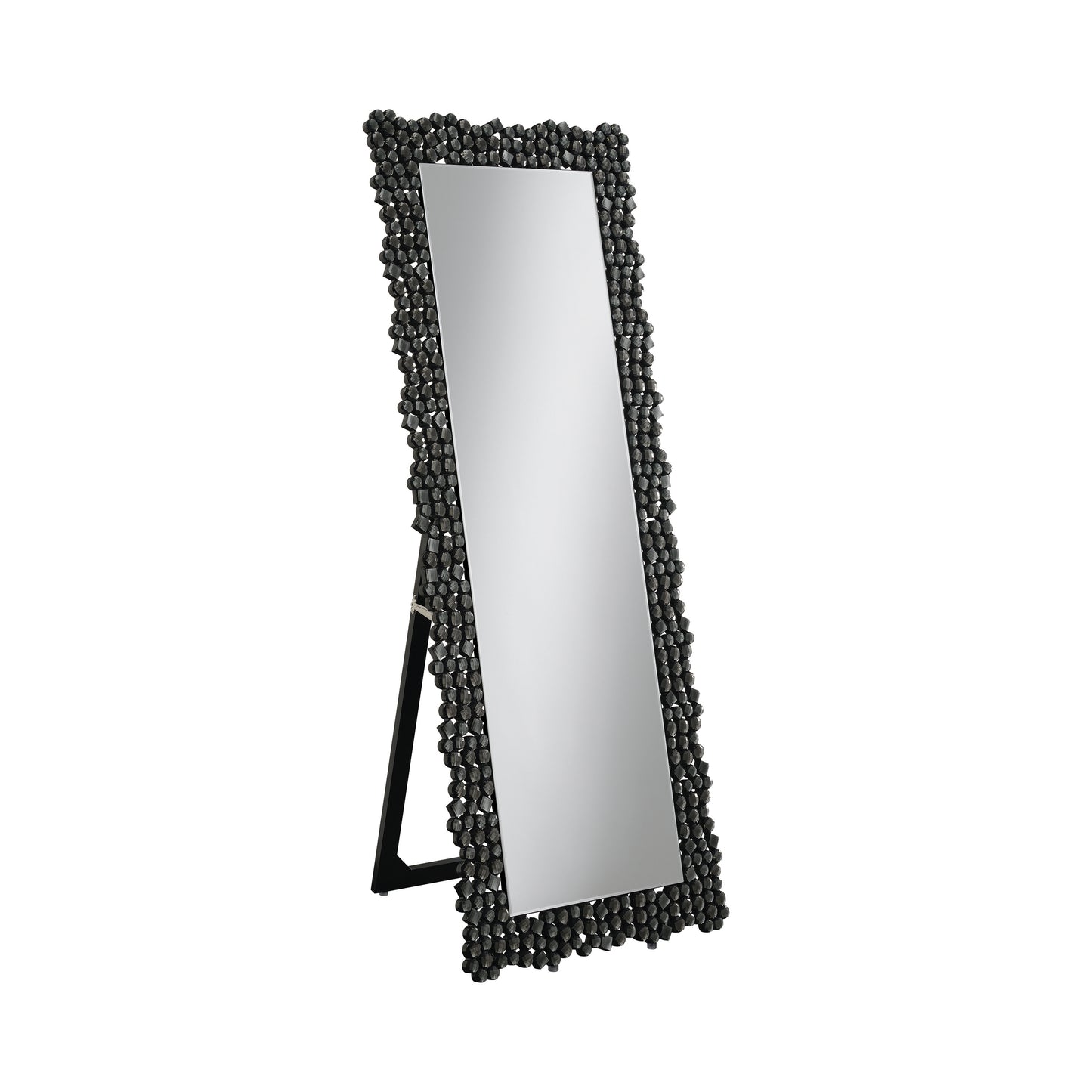 Textural Frame Cheval Floor Mirror Silver and Smoky Grey