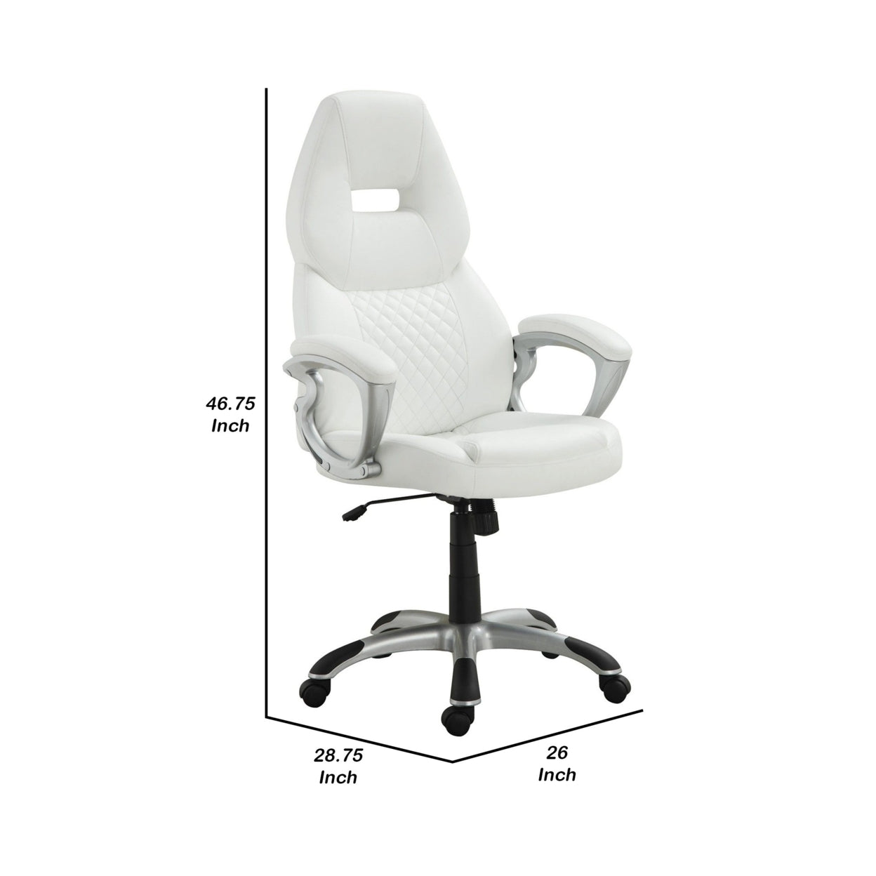 Adjustable Height Office Chair White and Silver