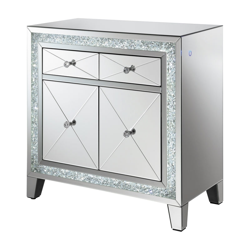 2-drawer Accent Cabinet Clear Mirror with LED Lighting
