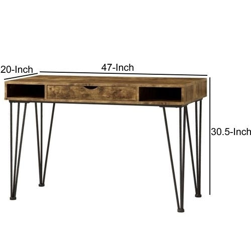 Olvera 1-drawer Writing Desk Antique Nutmeg and Dark Bronze