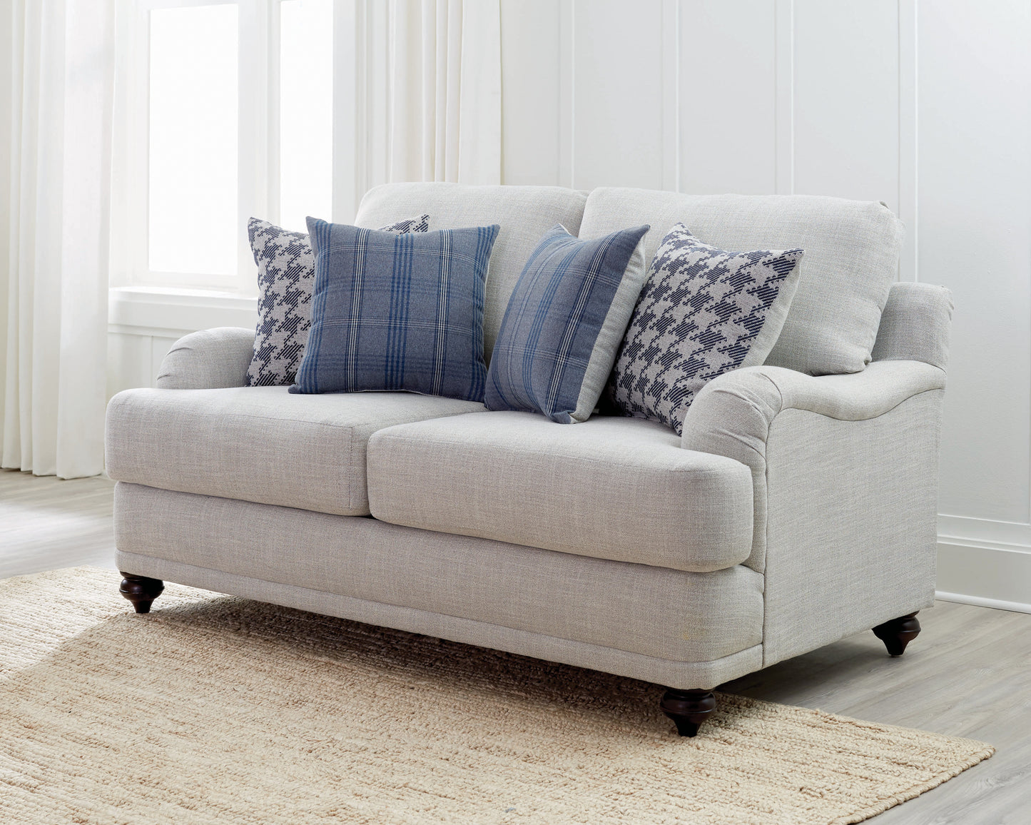 Glenn Recessed Arms Loveseat Light Grey