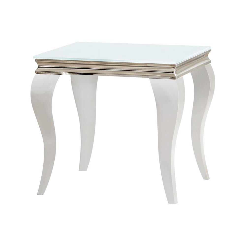 Delilah Square End Table White and Chrome