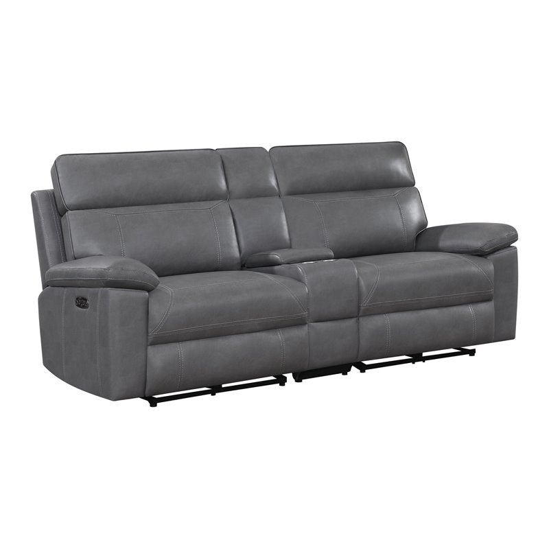 Albany Upholstered Power Reclining Seat and Power Headrest Loveseat with Console