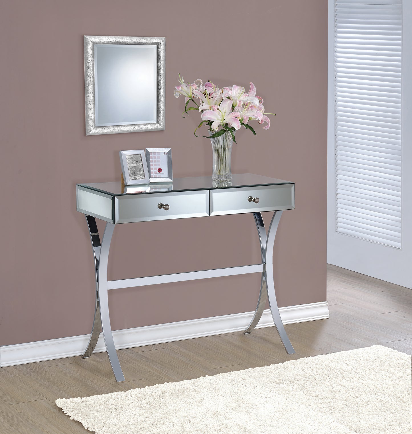 2-drawer Console Table Clear Mirror