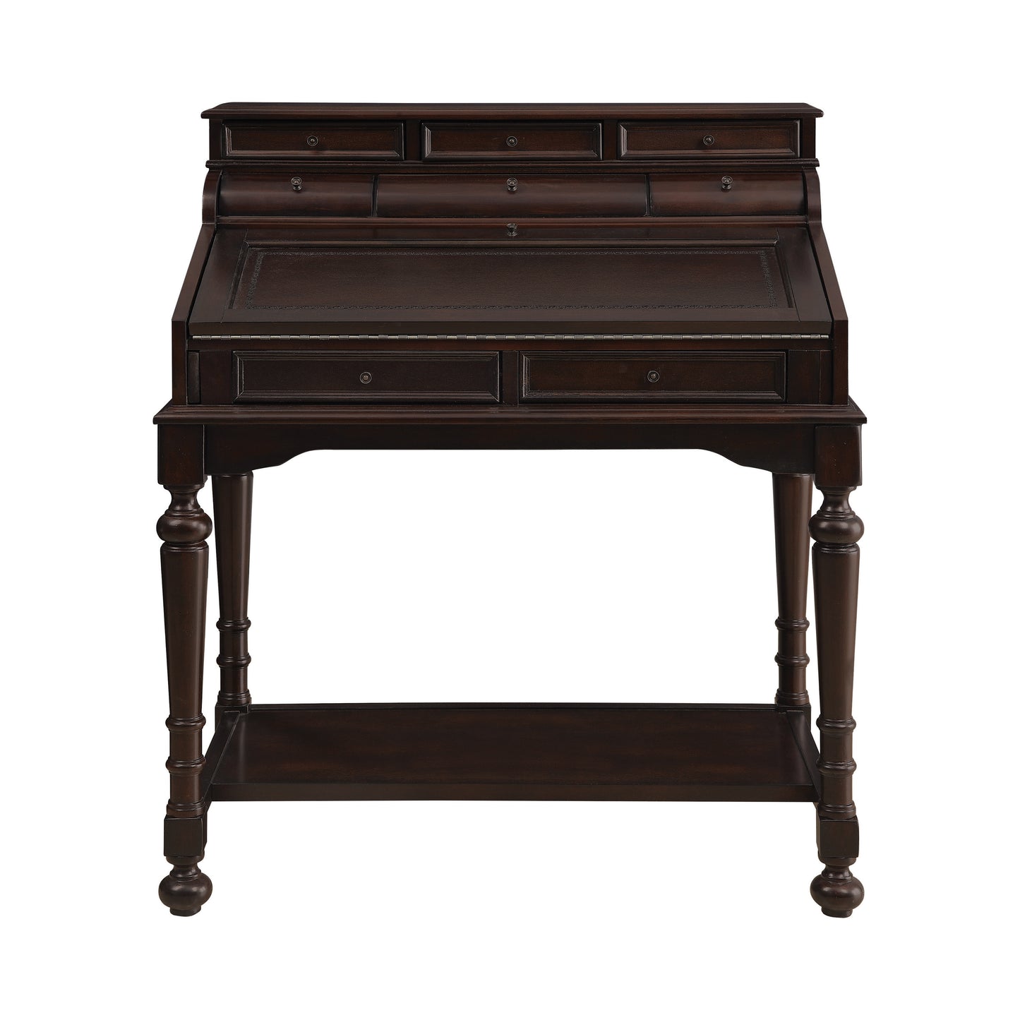 Milo 10-drawer Secretary Desk Warm Brown