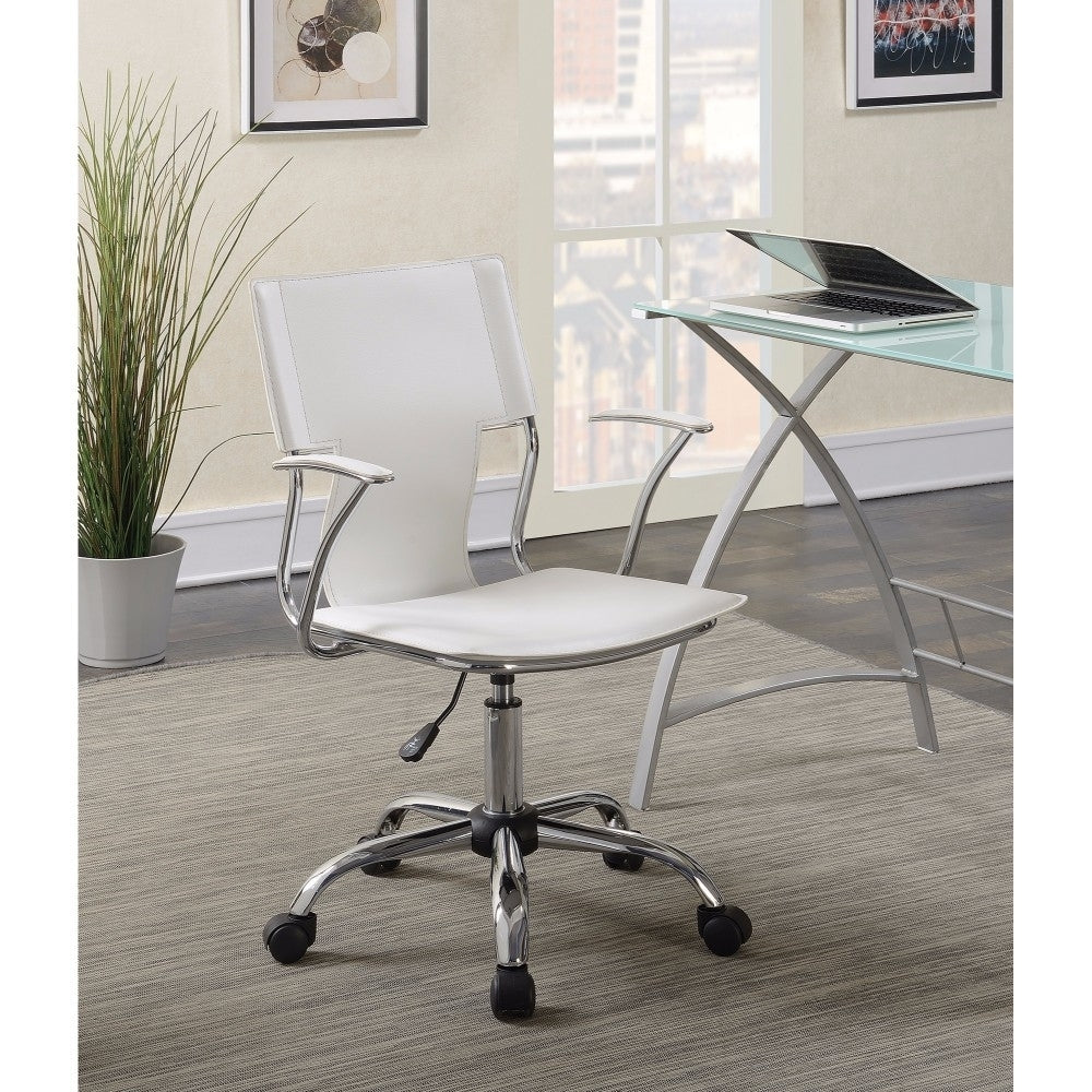 Adjustable Height Office Chair White and Chrome