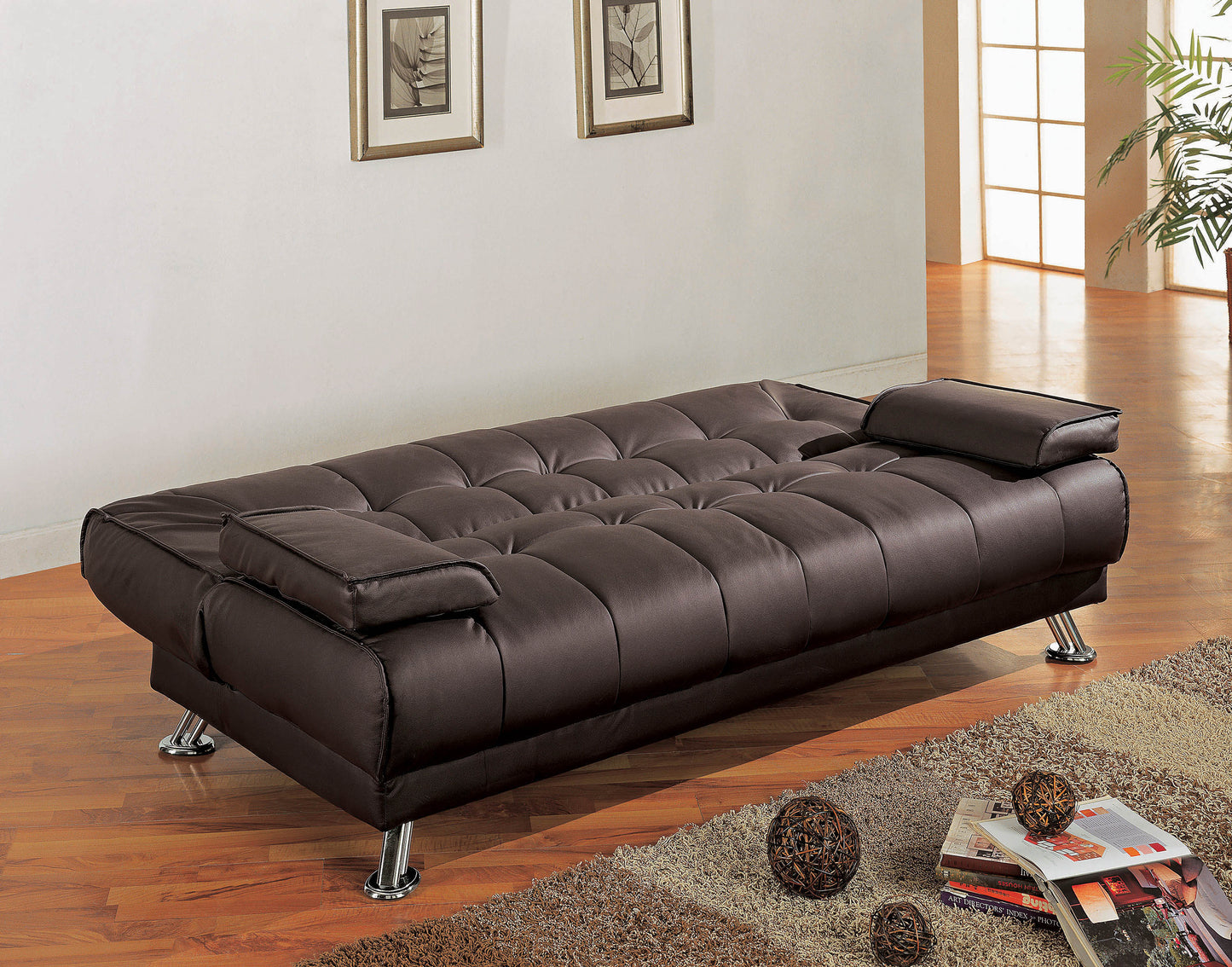 Pierre Tufted Upholstered Sofa Bed Brown