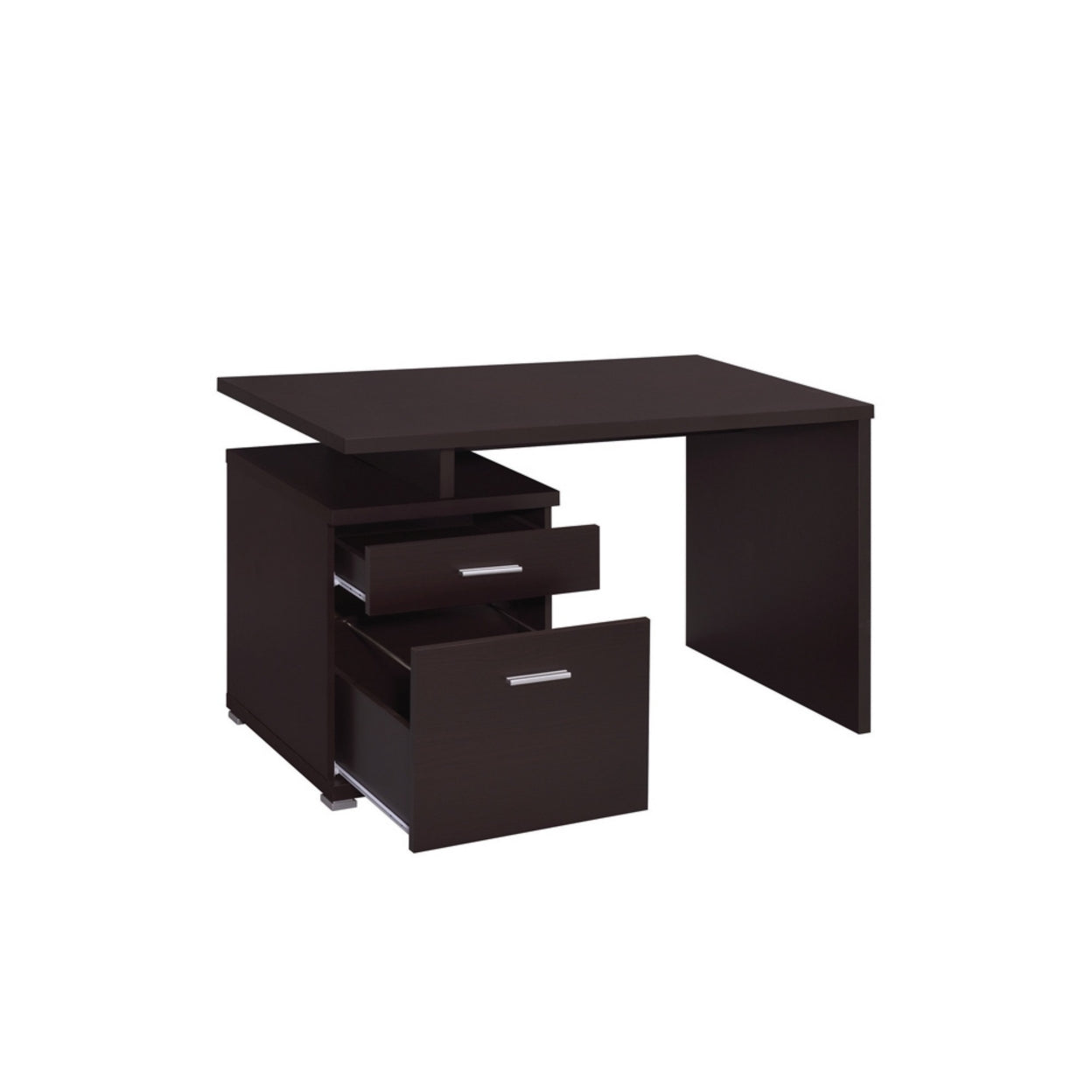Irving 2-drawer Office Desk with Cabinet Cappuccino