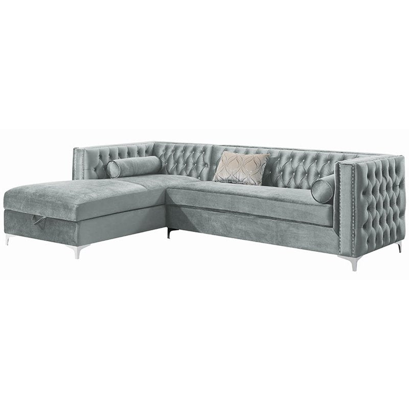 Bellaire Button-tufted Upholstered Sectional Silver