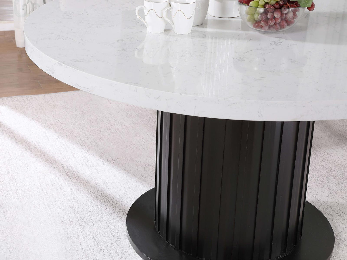 Sherry Round Dining Table Rustic Espresso and White