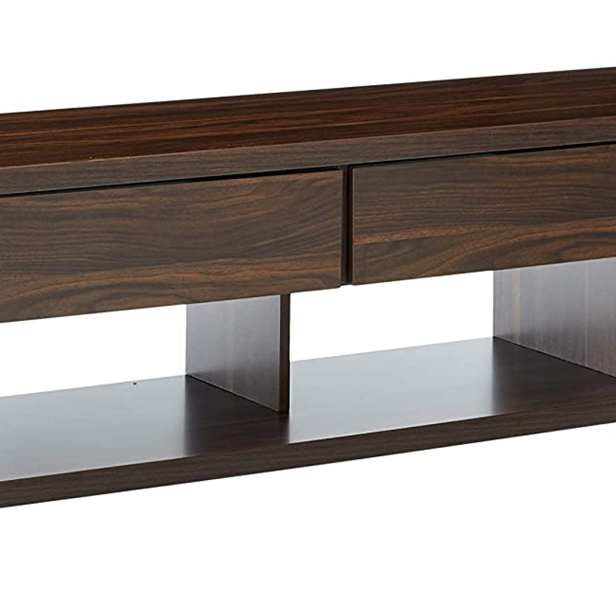2-drawer TV Console Dark Walnut and Glossy White