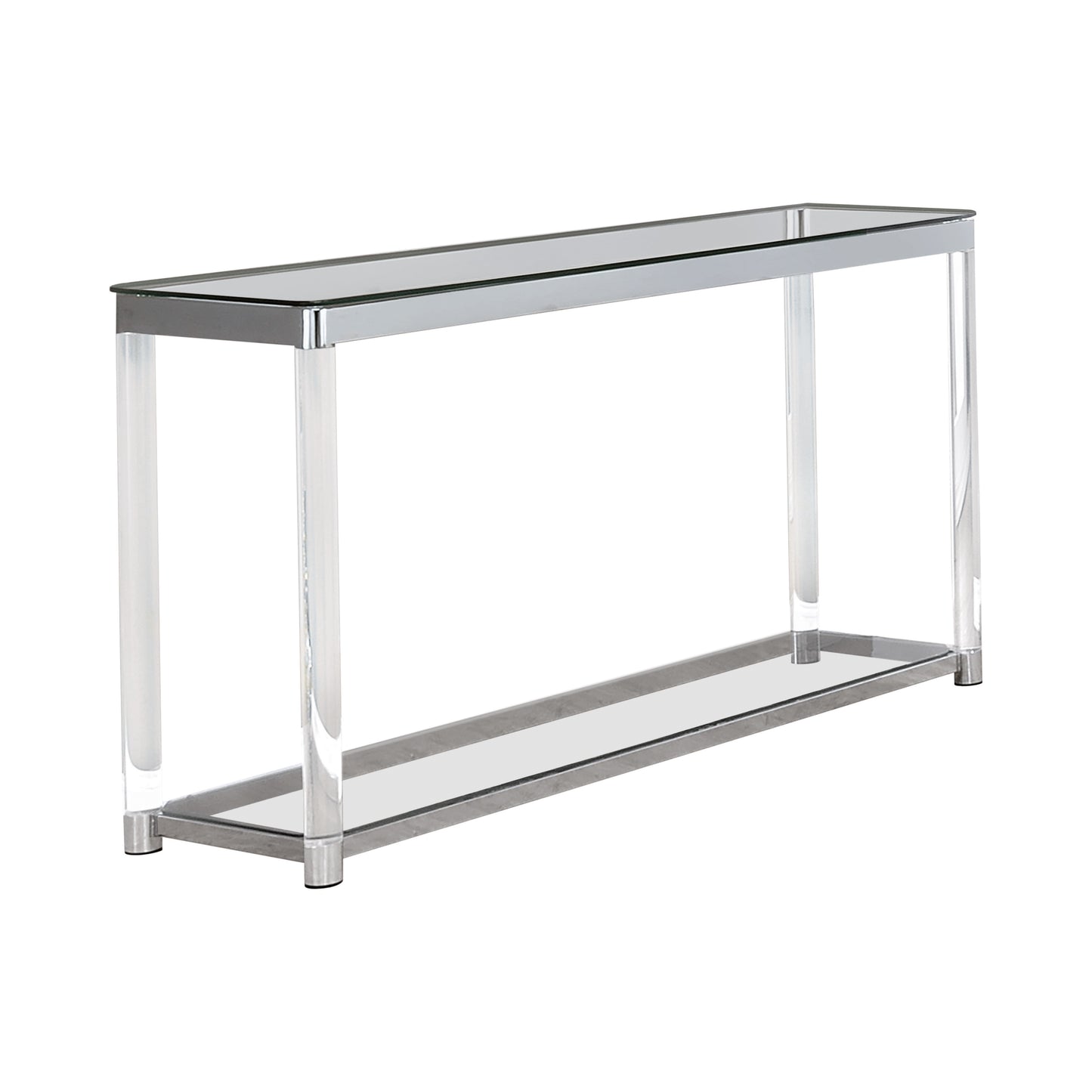 Claude Sofa Table with Lower Shelf Chrome and Clear