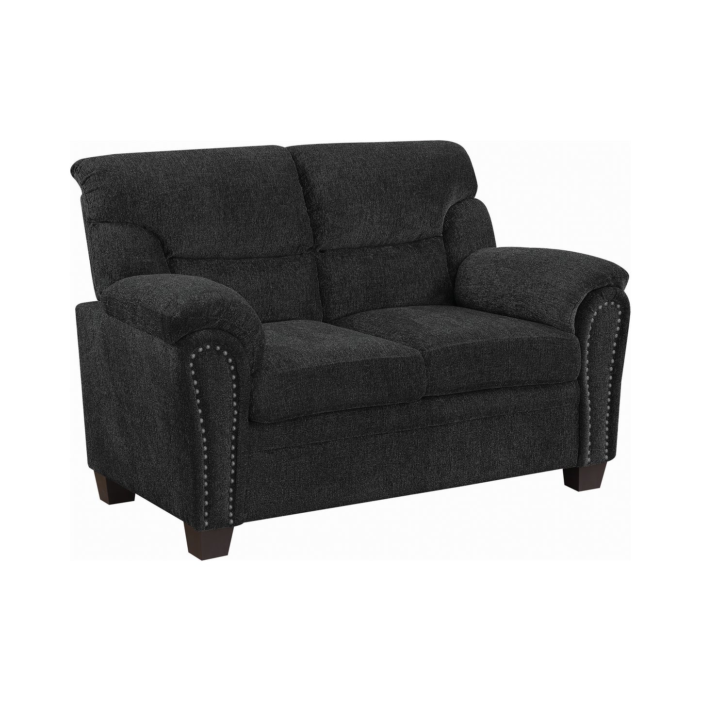 Clemintine Upholstered Loveseat with Nailhead Trim Graphite