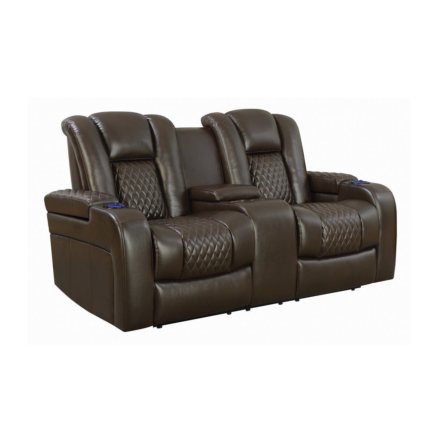 Delangelo Power^2 Loveseat with Drop-down Table Brown