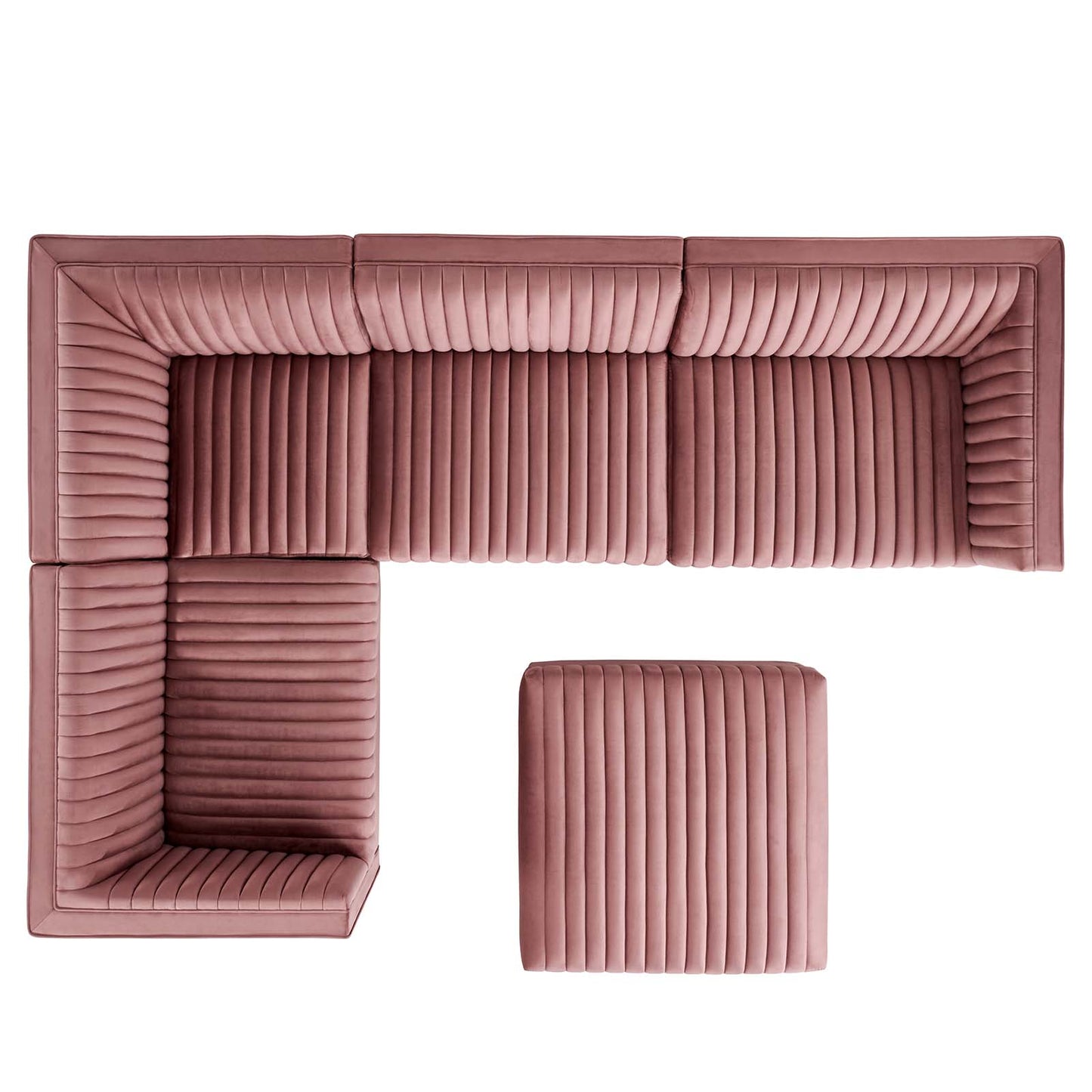 Sanguine Channel Tufted Performance Velvet 5-Piece Left-Facing Modular Sectional Sofa