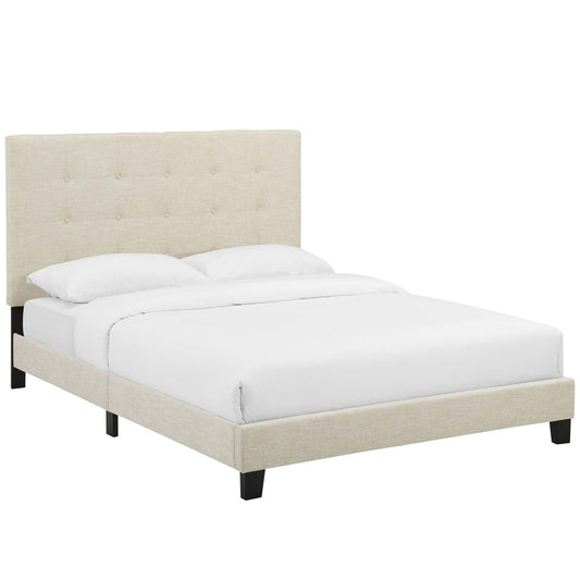 Melanie Full Tufted Button Upholstered Fabric Platform Bed